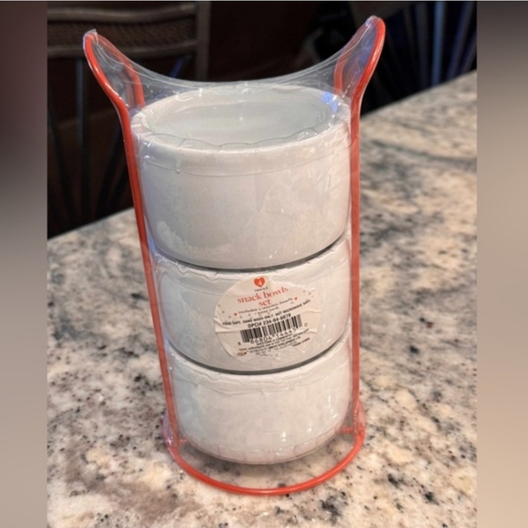 Ceramic Bowls with Hearts 3-Tier Stackable W/ Rack - Picture 3 of 8